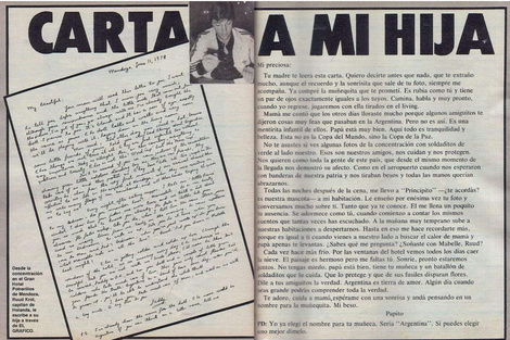Carta a una hija en una dictadura donde "los fusiles disparaban flores"